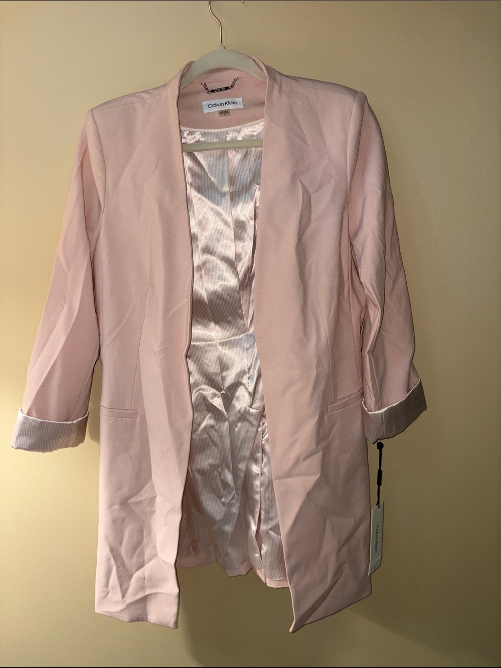 Calvin Klein Light Blush Pink Open-Front Jacket
